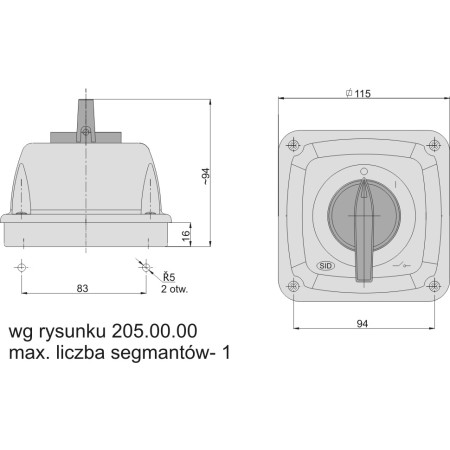 Łącznik krzywkowy ŁUK 16A